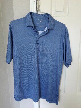 Horn Legend Performance Luxury Short Sleeve Men's Polo - Blue Checker - Large